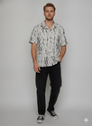 Mono Print Camp Shirt and Black Trouser