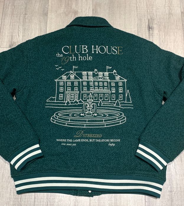 Mens bomber jacket melange loop yarn