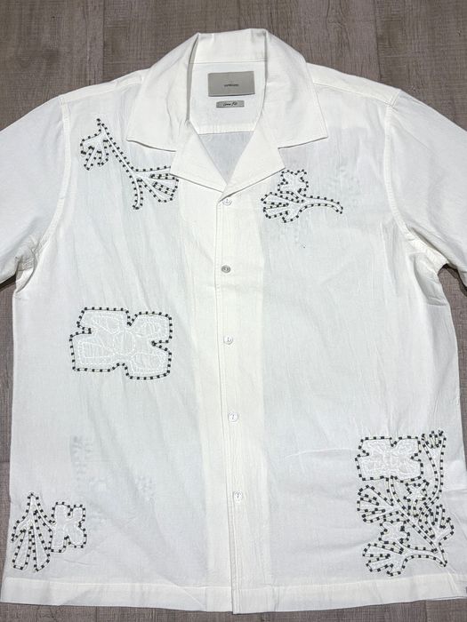 Mens shirts embroidery sand washed