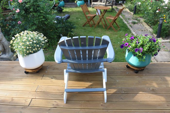 Folding Adirondack Chair 2 Tones Grey - White