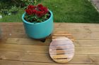 Set of 2 Heavy duty movable Plant Pot Caddy FSC 100% Acacia Wood Wheels Caddy - 30cm - Garden Plant Pot Trolley.