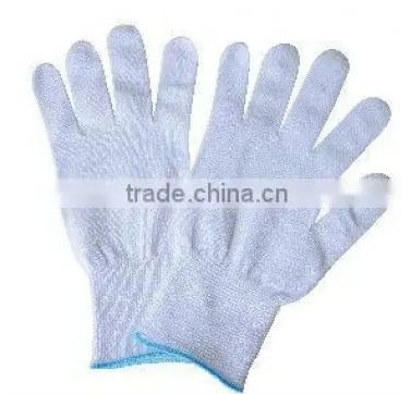 Nylon/cotton knitted gloves with mini dots on one side