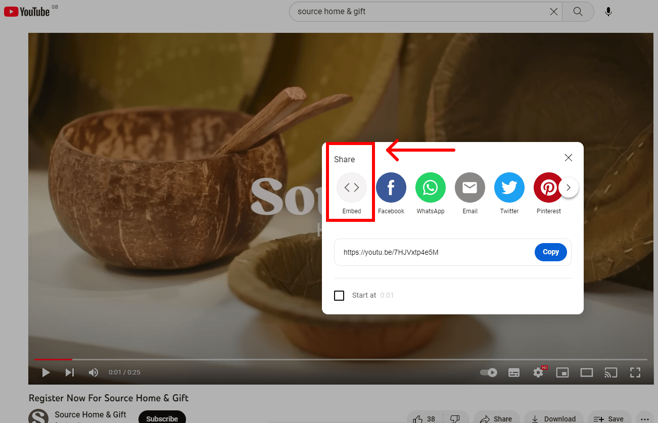 YouTube Video Embed Button