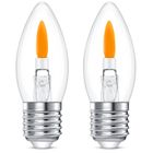 HEWA-Tech E14 Candle Bulb 1000K Warm White 2W Flicker Flame Light Bulb Two Light Modes Christmas Chandelier Flickering Light Bulbs Crystal Clear Candle Bulb for E14 Candelabra Base
