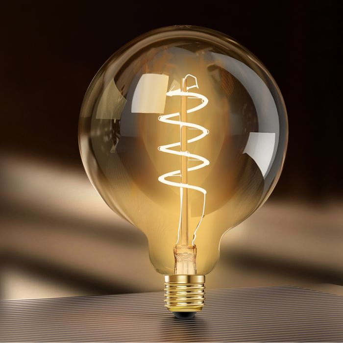 HEWA-Tech e27 Vintage led Light Bulbs 2700K Warm White Edison dimmable Screw Light Bulb (G125-amber-e27)