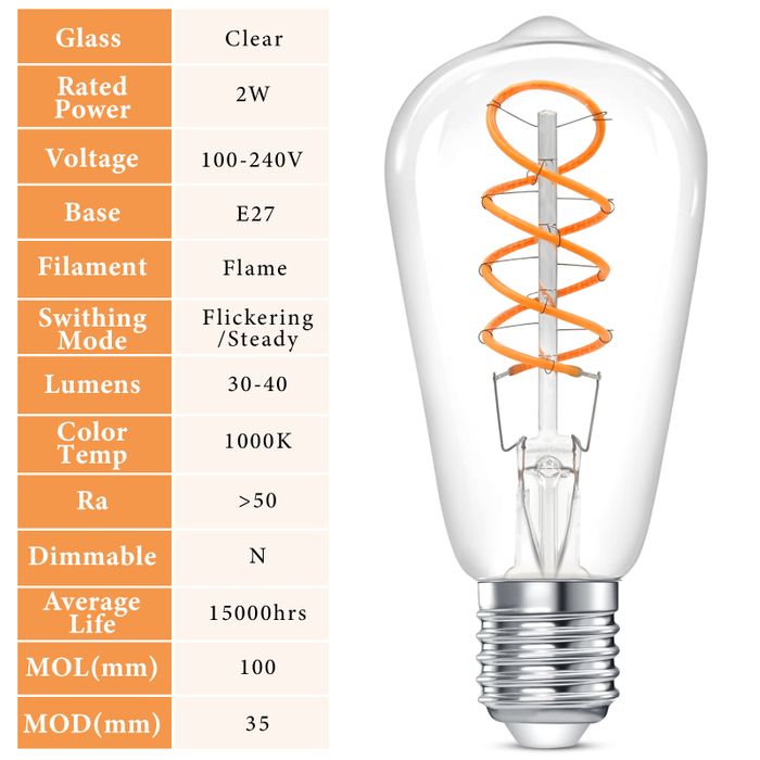 ST58 Vintage Spiral Filament Light Bulb