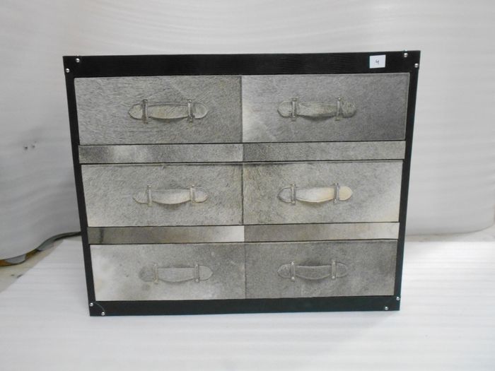 Genuine Hairon Leather Drawer Cabinet