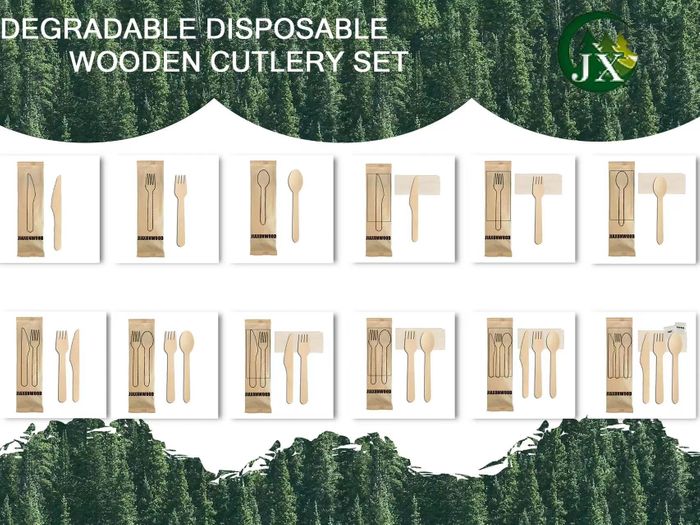 Kraft paper wrapped wooden cutlery set