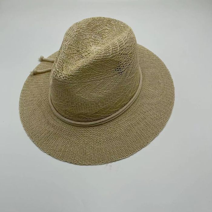 knitted panama hat with cotton trimming