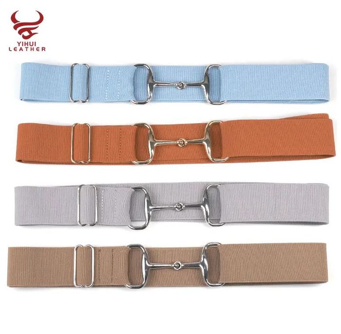 Factory Wholesale Cheap Designer Women Elastic Belts With shark Buckle Equestrian Elastic Horse Rider Belt Girls