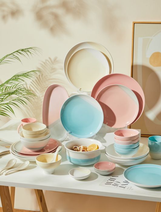 Jarwah New Product Oval Platter Porcelain Dish Dinnerware Pink Restaurant Tableware Sauce Dish Ramen Bowl Dinner Plate