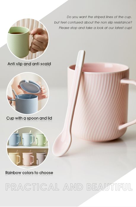 Jarwah Christmas Mugs Wholesale Milk Tea Cup And Spoons Set Ceramic 400ml Custom Coffee Mug With Lid