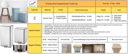 H Series One Compartment Trash Can