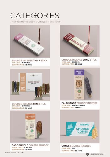 Smudge Incense Catalogue as per the Categories Page 1