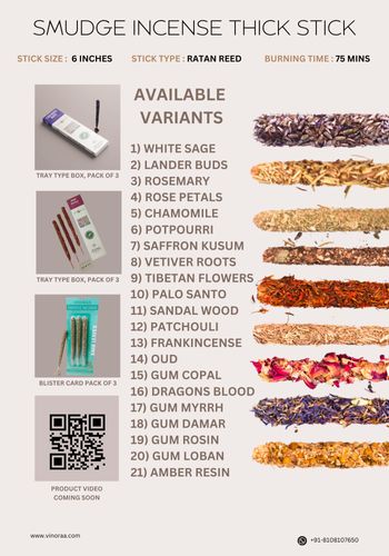 Brochure Vinoraa Smudge Incense sticks