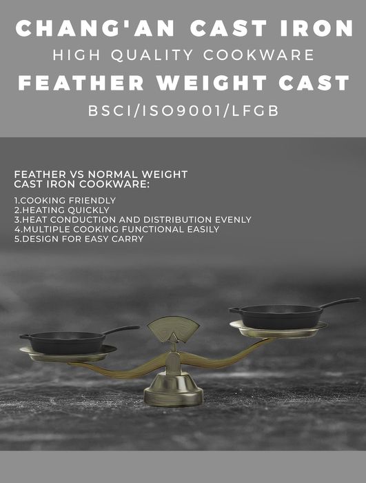 Feather weight cast iron cookware