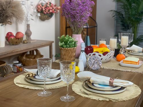 fringe border paper raffia placemat