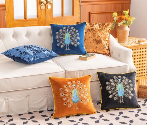 peacock decorative cushion cover