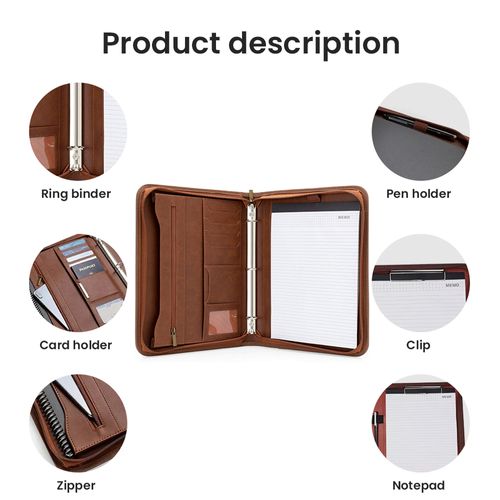 PU ZIPPER FOLDER RING BINDER