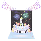 Happy birthday firework music and led light pop up greeting card