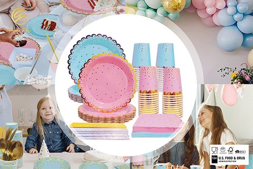 party tableware-pink and blue