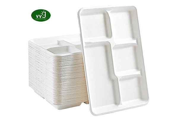 Sugarcane pulp lunch tray