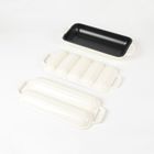 Enameled Cast Iron French Baguette Baker, Hot Dog Bake Tray, Baguette Pan with Handles and Lid, Ryster White