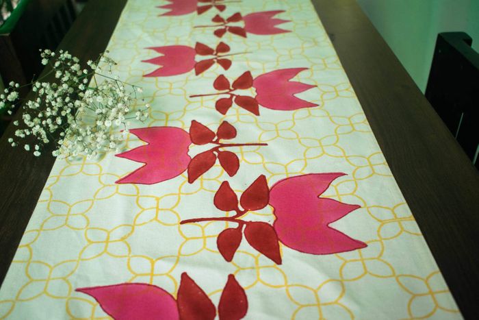 Hand Block Printed Cotton Canvas Table Runner