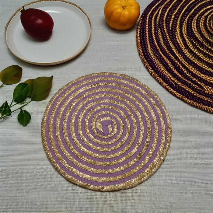 Lilac Paper and Natural Straw Woven Placemat