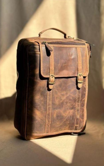 Vintage Leather Backpack & Laptop Bag - 2 in 1