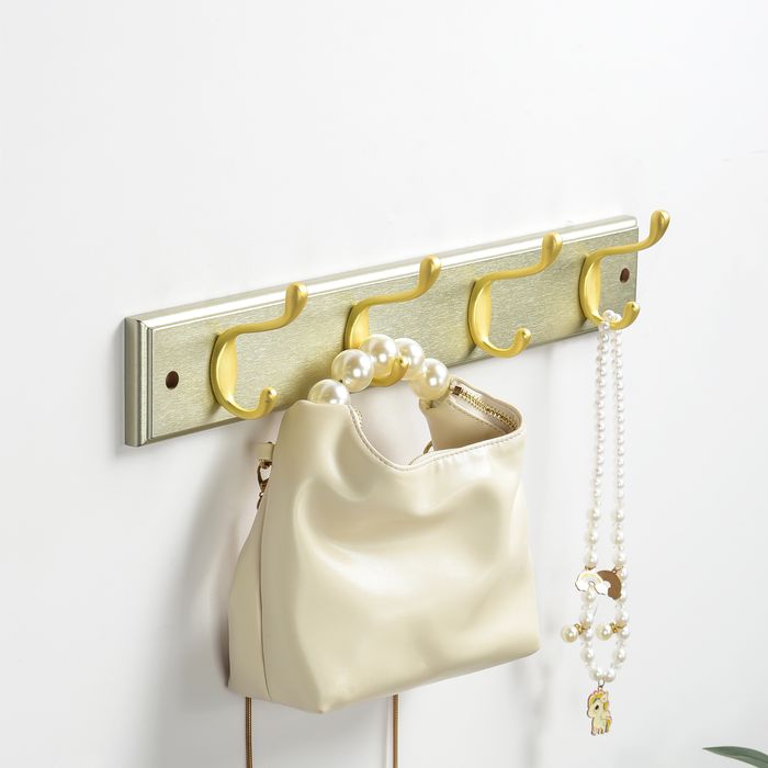 4 gold hooks metal film coated coat hook