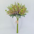 Wholesale flocked artificial green bouquets with berries, artificial flower bunch,  Christmas flower bouquets, fake holly berries for Christmas vase, home garden party arrangements, table centerpieces decorations