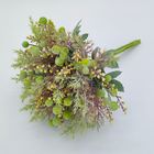 Wholesale flocked artificial green bouquets with berries, artificial flower bunch,  Christmas flower bouquets, fake holly berries for Christmas vase, home garden party arrangements, table centerpieces decorations