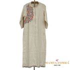 Off - White  Linen Hand Embroidered Kurta
