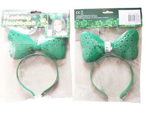 IRELAND NATIONAL SAINT PATRICK PARTY GEEN FLASHING BOW HEADBAND