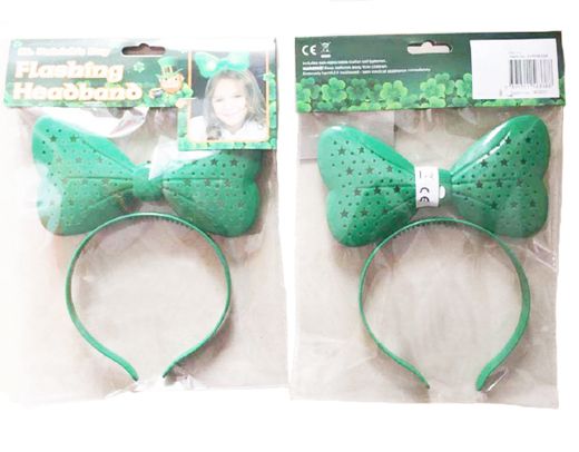 IRELAND NATIONAL SAINT PATRICK PARTY GEEN FLASHING BOW HEADBAND