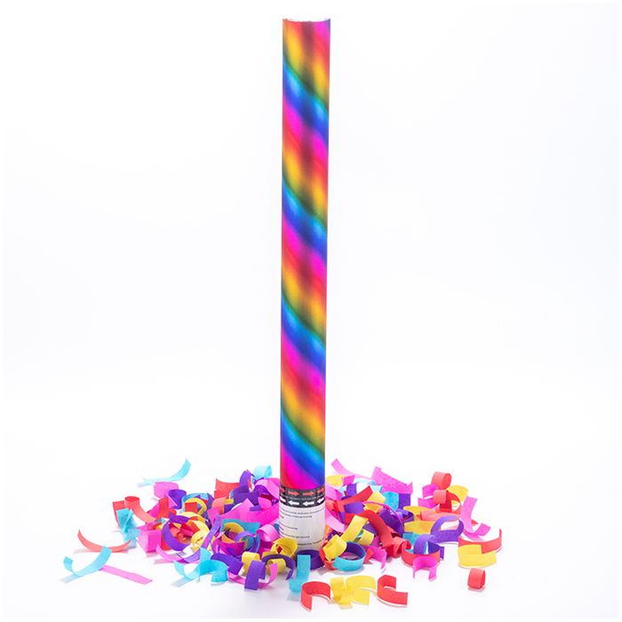 rainbow colorful paper confetti cannon