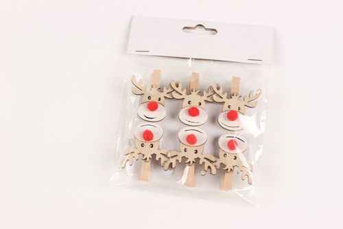 Christmas decoration Deer clips Wooden deer with peg