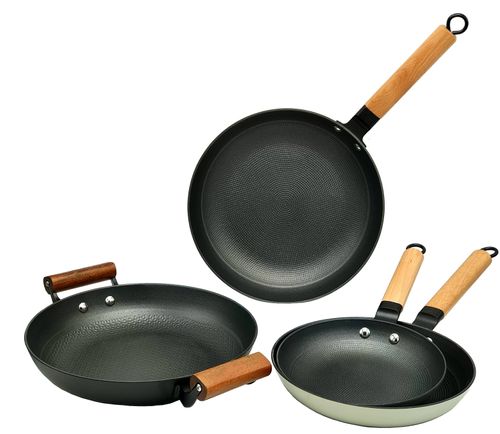 WOODEN HANDHED FLAT BOTTOMED PAN