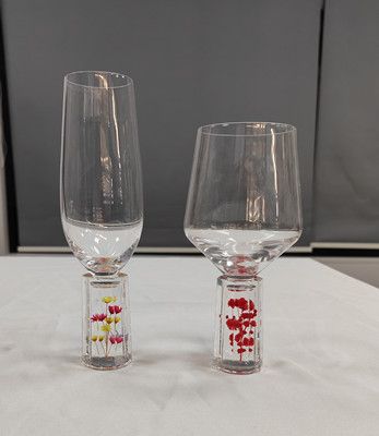 Wine glass with christmas decoration