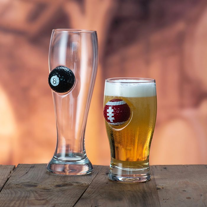 Beer glass with ball decoration