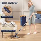 SM001-36 Mop and Bucket Set with Wringer, 3-Tank Flat Mop and Bucket System, Wall Mop Cleaner with Long Handle, Hands Free Mops for Floor Cleaning with 2 Microfiber Pads