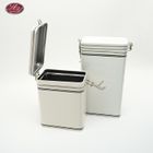 White Simplicity Coffee Powder Gift Tea Baking Kitchen Rectangle Metal Tin Can