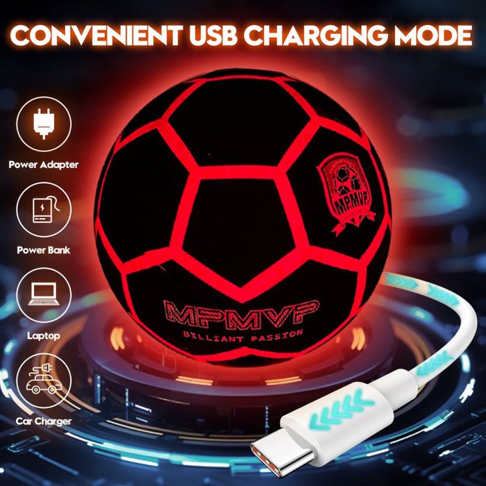 Rechargeable LED light up rubber soccer