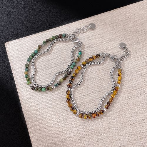 Tribal Steel Real Stone beads