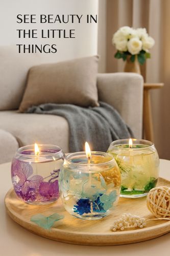 Glass filled Natural Dried Flowers Candle