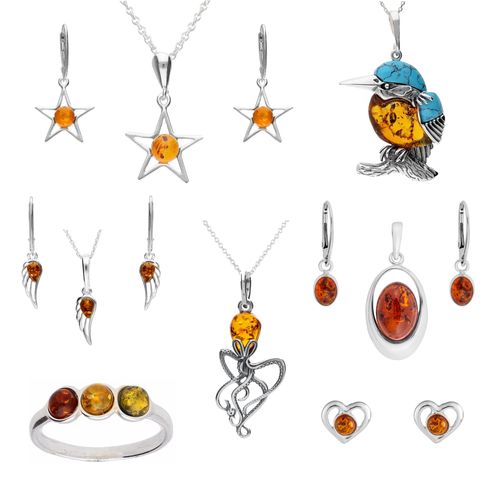 Lovely Collection of Sterling silver Amber Pendants
