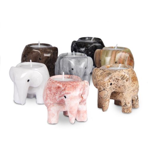 Marble Elephant Tea Light Holder