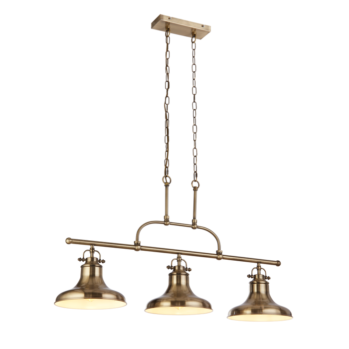 Dallas 3Lt Bar Pendant - Antique Brass Metal