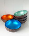 Silver Leaf Coloured Lacquer Coconut Bowls (Vintage)